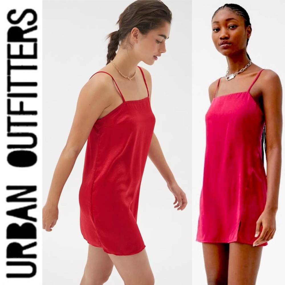 NWT URBAN OUTFITTERS SILKY RED SLIP DRESS